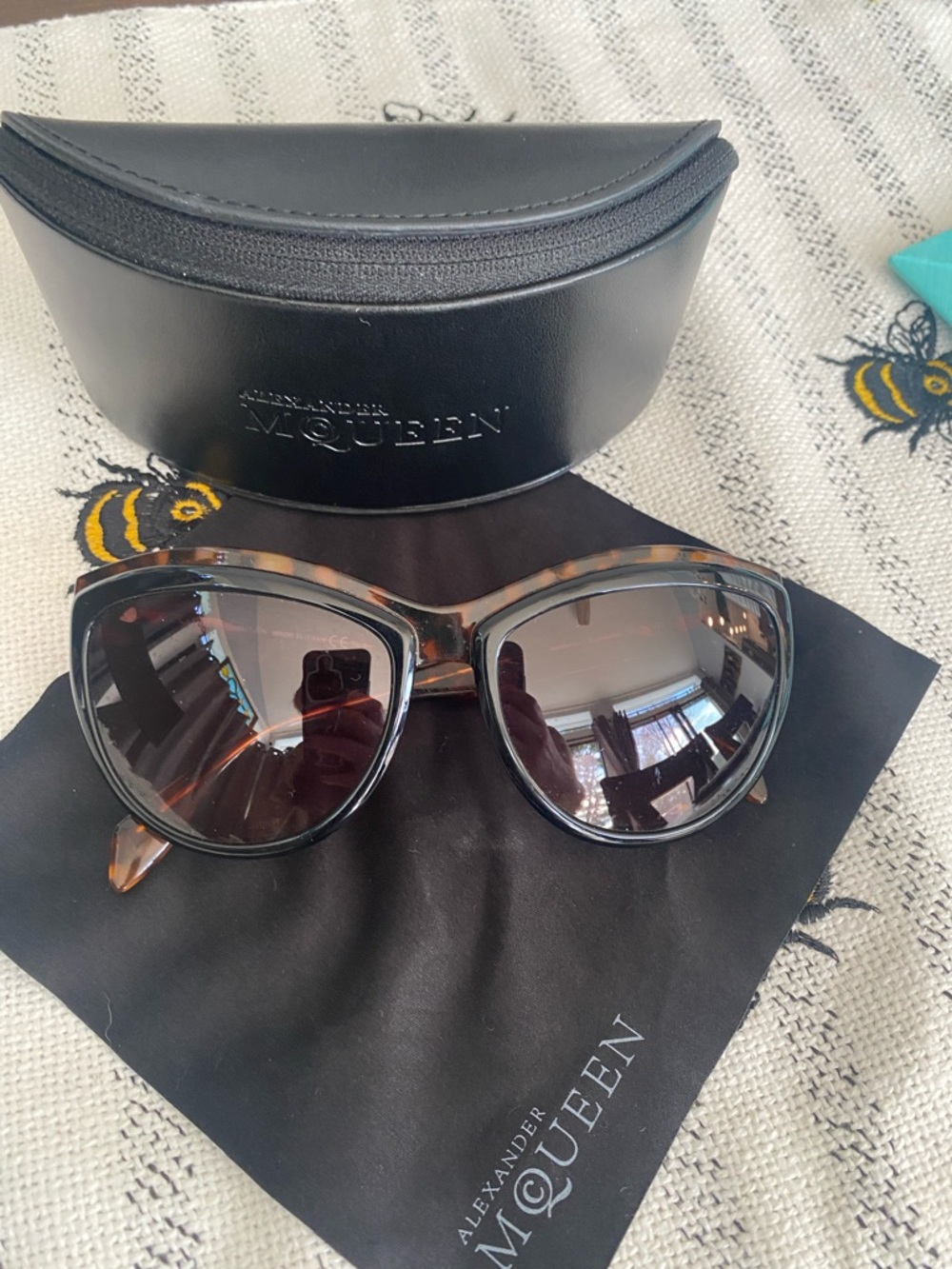 Alexander McQueen Tortoiseshell Frame Sunglasses with Brown Lenses